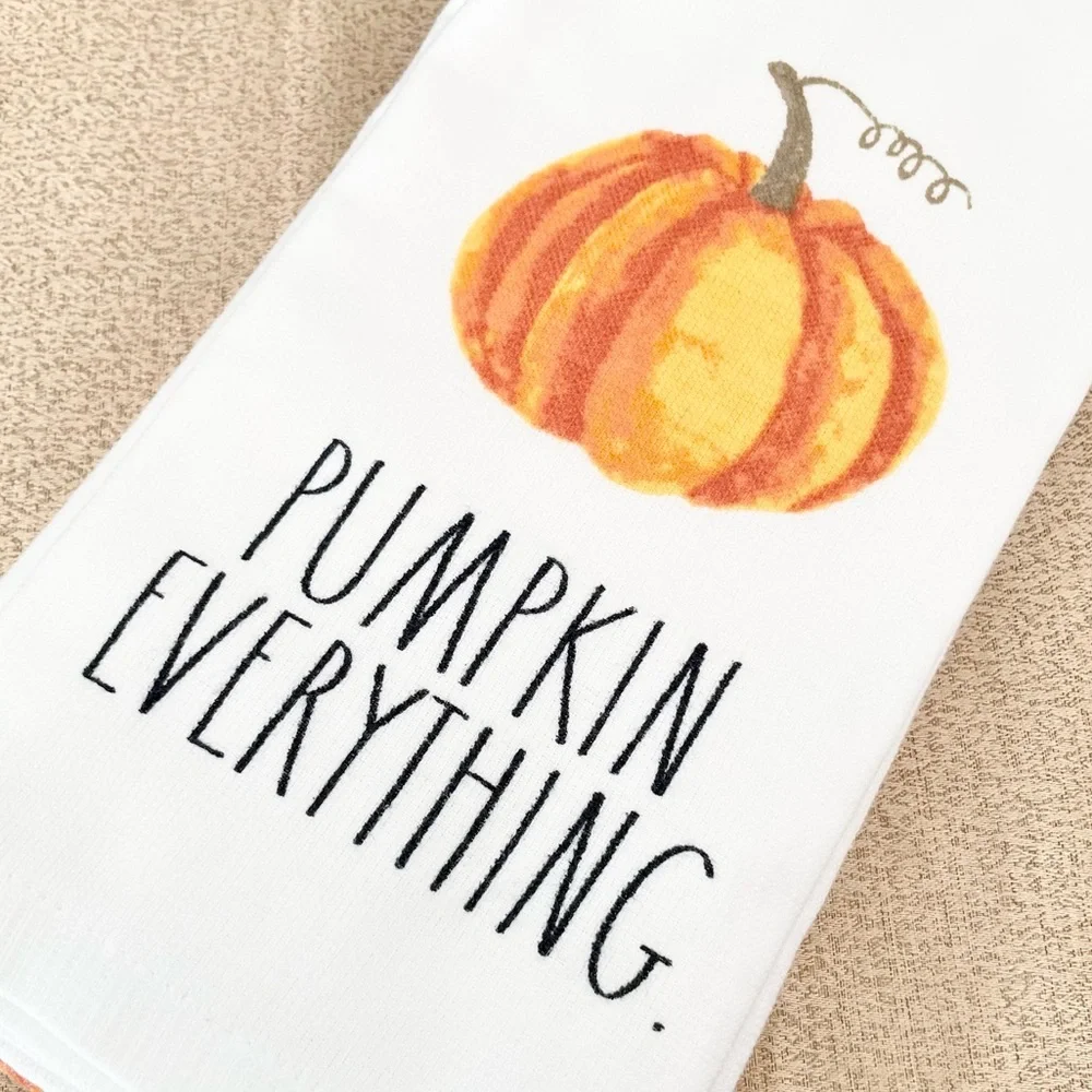🆕Rae Dunn 2PK PUMPKIN EVERYTHING Kitchen Towels